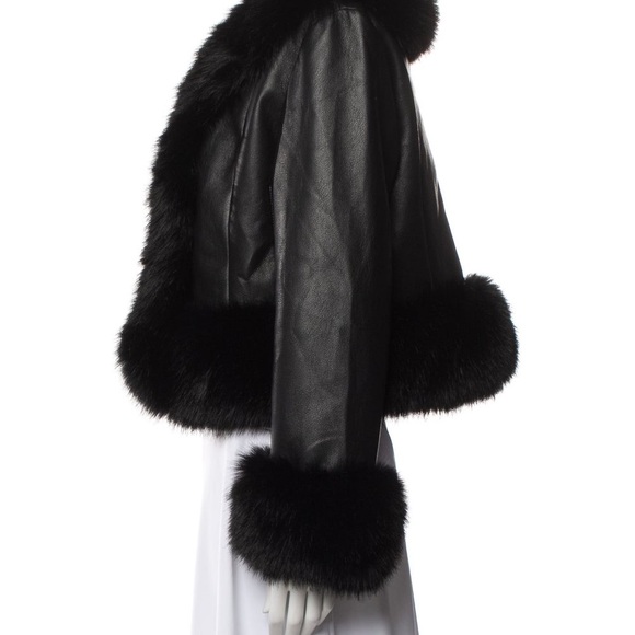 Charlotte Simone Vivienne Jacket Excellent Condition Black Faux Fur Trim RARE Sm - Picture 2 of 9